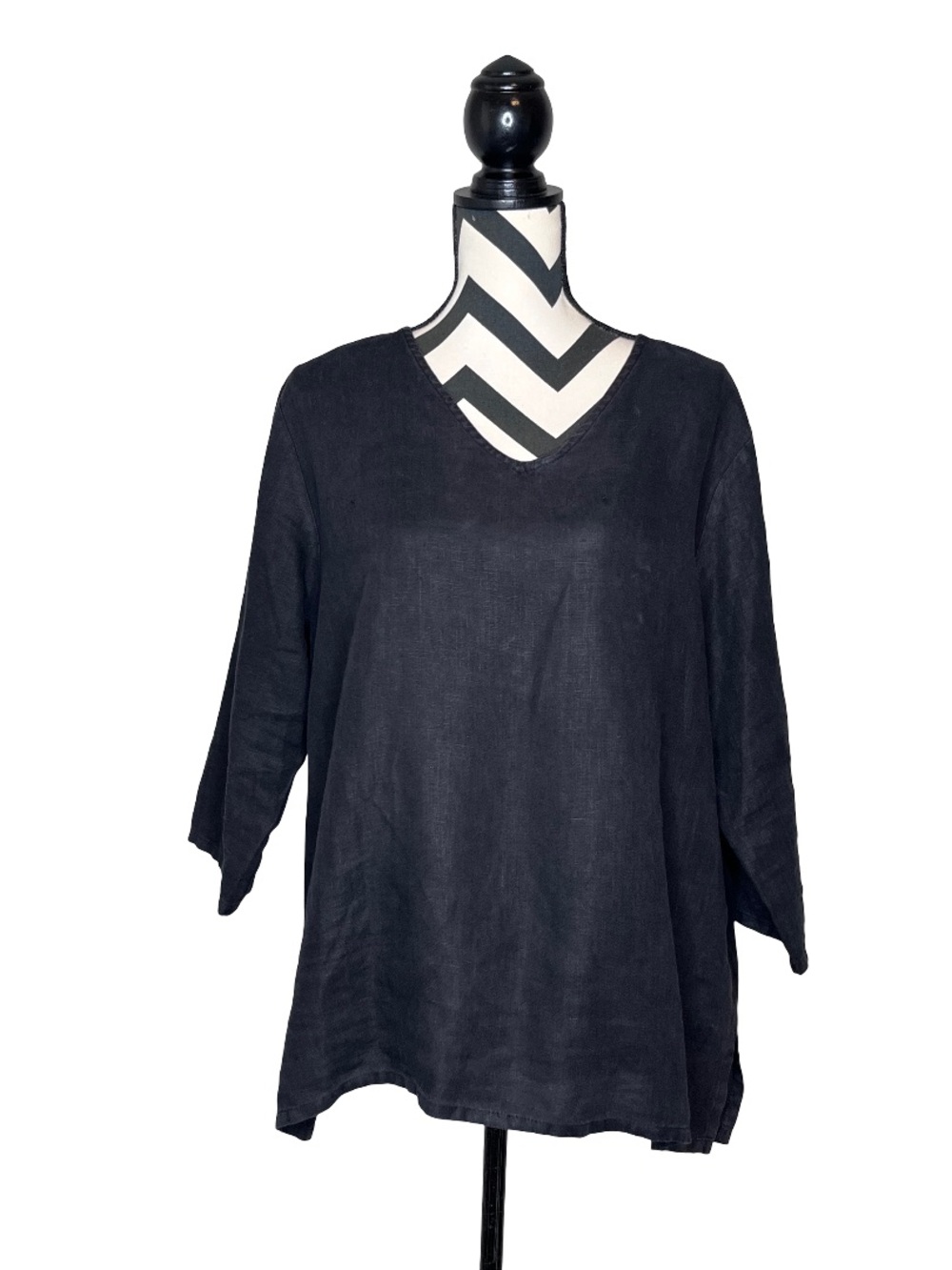 La Fixsun Sz L 100% Linen Lagenlook Oversized V-Neck Tunic Top